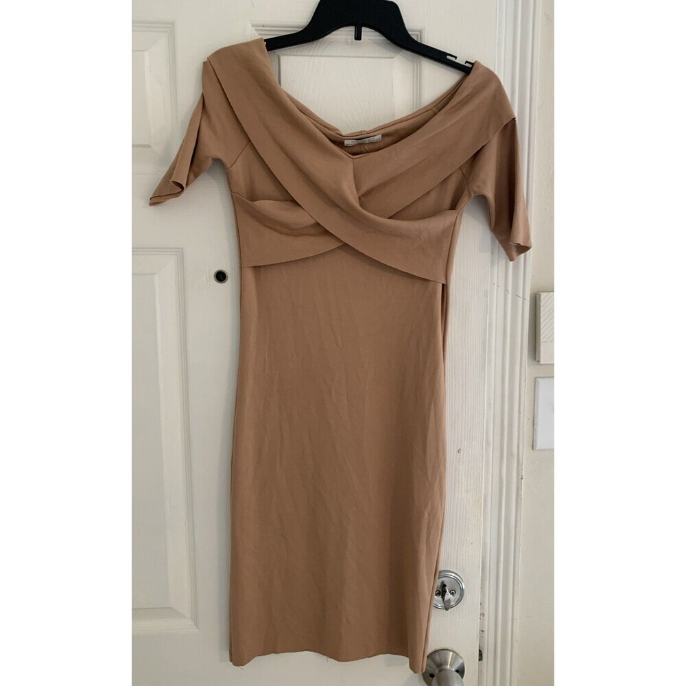 Zara off-the-shoulder dress, nude, size S - Picture 2 of 4
